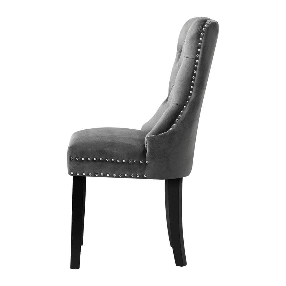 Modern Grey Wooden Frame Dining Chairs with Tufted Upholstery