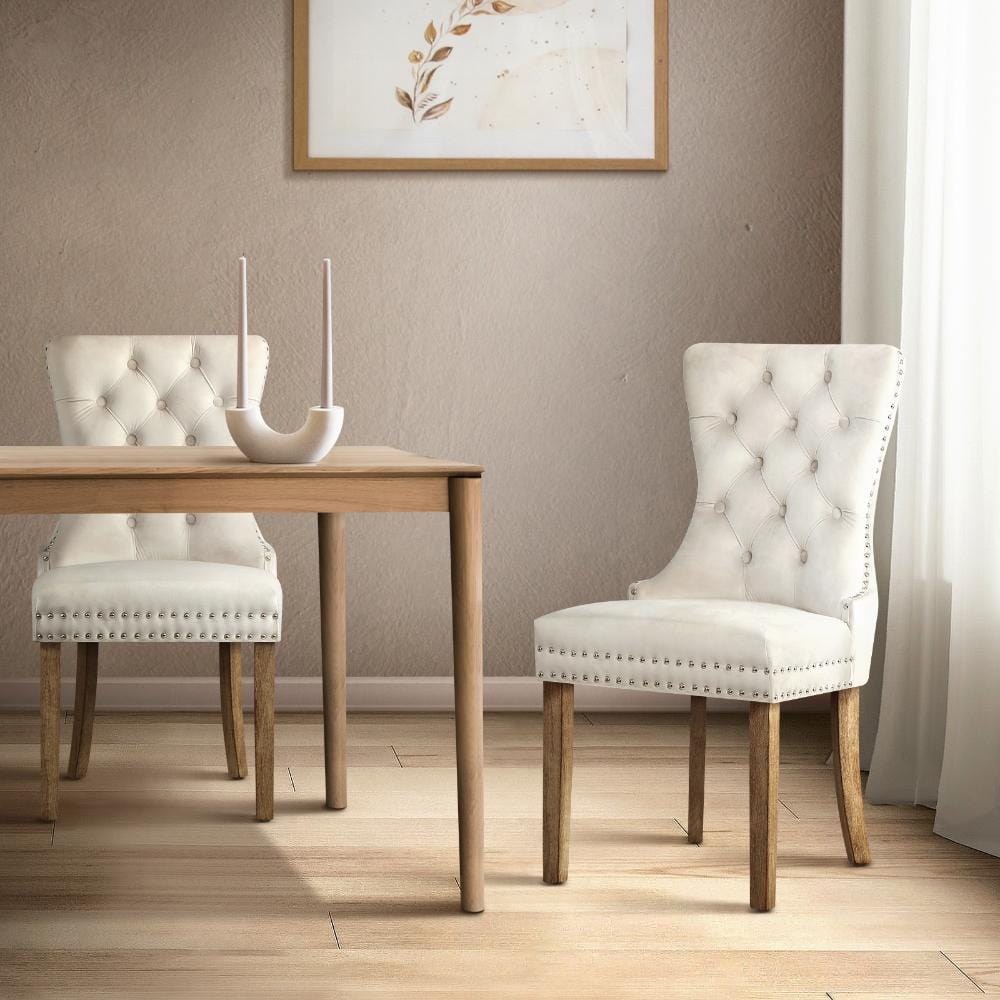 Modern Grey Wooden Frame Dining Chairs with Tufted Upholstery
