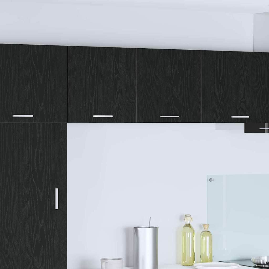 Modern Hanging Cabinet Riga 2 pcs Black Oak and White - Soft