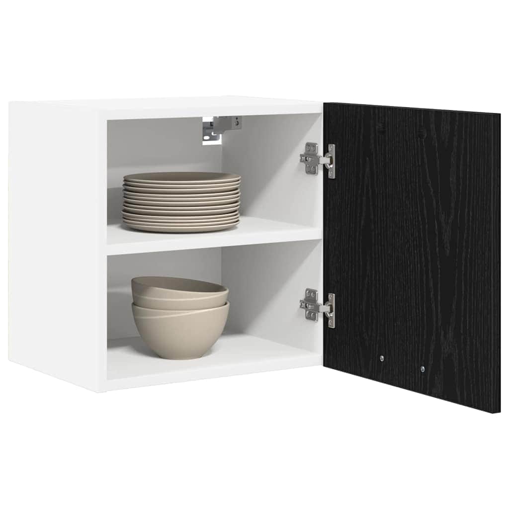 Modern Hanging Cabinet Riga 2 pcs Black Oak and White - Soft