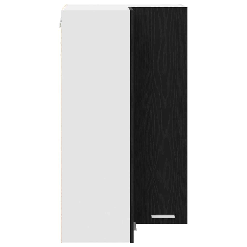 Modern Hanging Cabinet Riga Black Oak and White - Sturdy Frame, Black colour