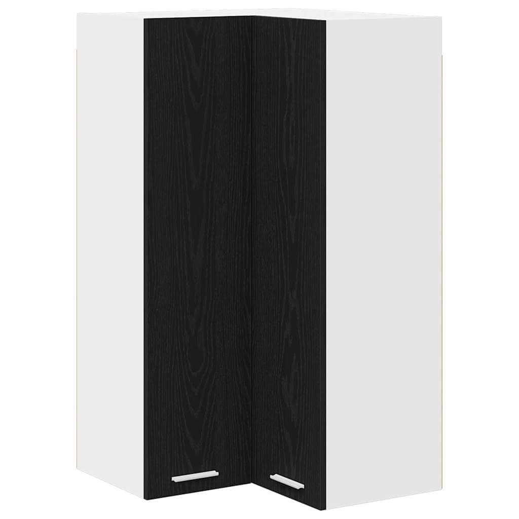 Black colour - Modern Hanging Cabinet Riga Black Oak and White - Sturdy Frame