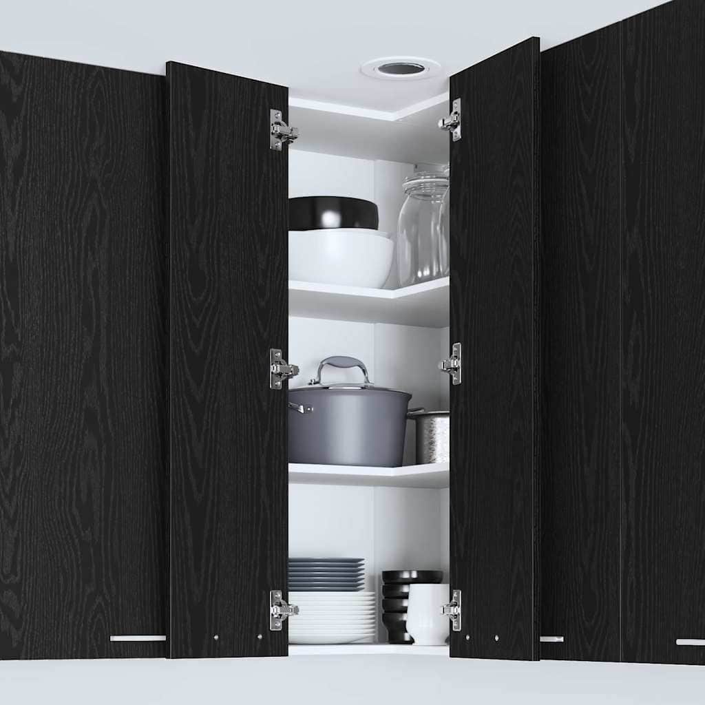 Modern Hanging Cabinet Riga Black Oak and White - Sturdy Frame | 4vty