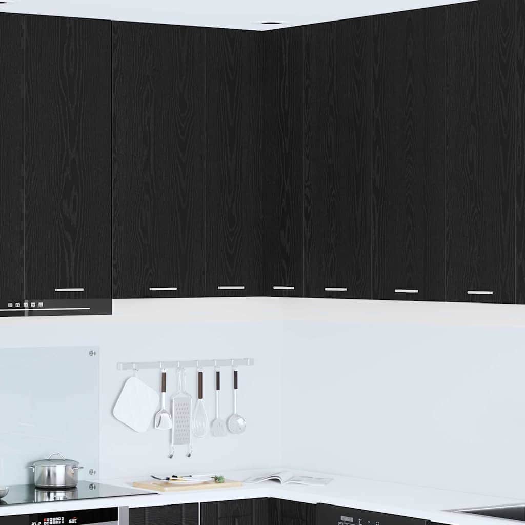 Modern Hanging Cabinet Riga Black Oak and White - Sturdy Frame