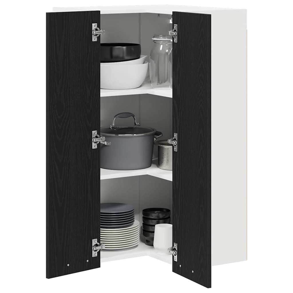 4vty - Modern Hanging Cabinet Riga Black Oak and White - Sturdy Frame