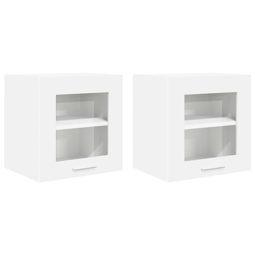 2 Pcs - Modern Hanging Cabinet with Shelf Riga 2 pcs White - Designer Finish