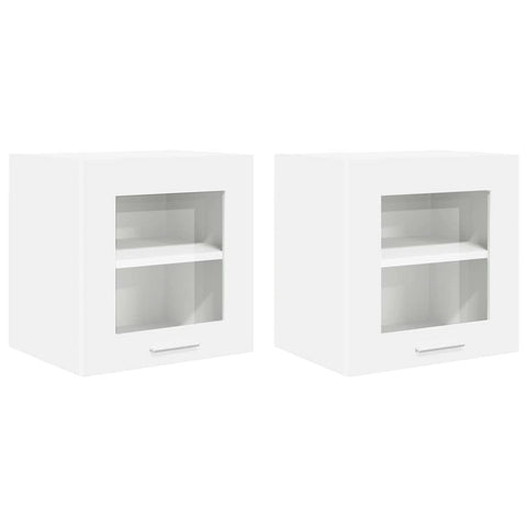 Modern Hanging Cabinet with Shelf Riga 2 pcs White - Designer Finish