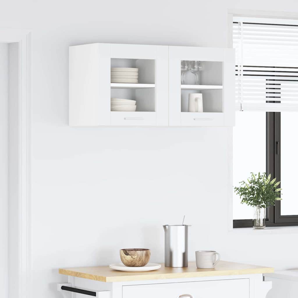 Modern Hanging Cabinet with Shelf Riga 2 pcs White - Designer Finish