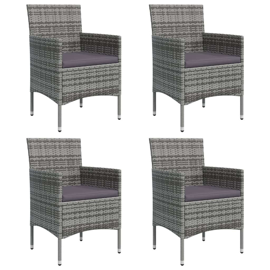 Modern Harmony in Grey & Black: 5-Piece Garden Dining Set with Plush Cushions