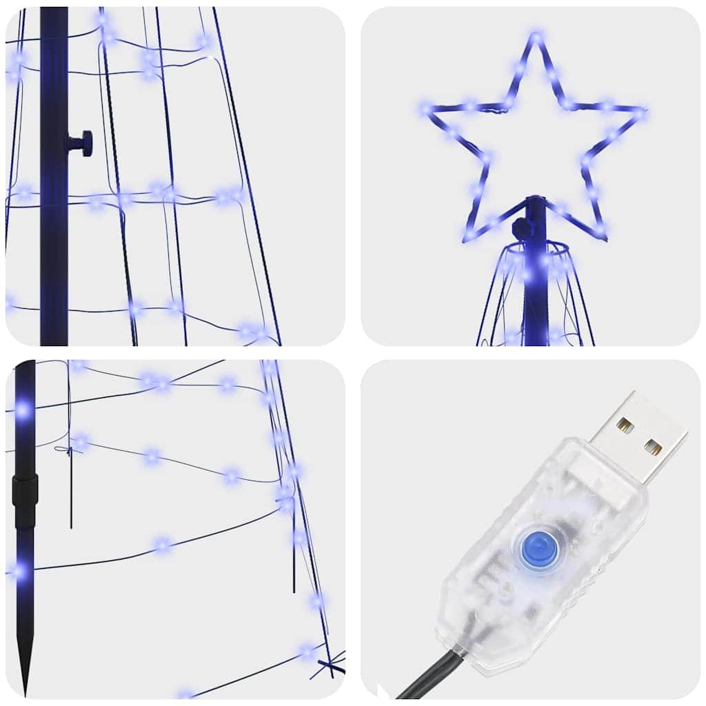 Modern LED Christmas Tree with Ground Spikes Blue 250cm Iron - Premium