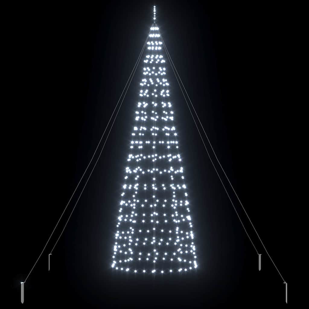 Modern LED Christmas Tree with Ground Spikes Cool White 400cm Iron
