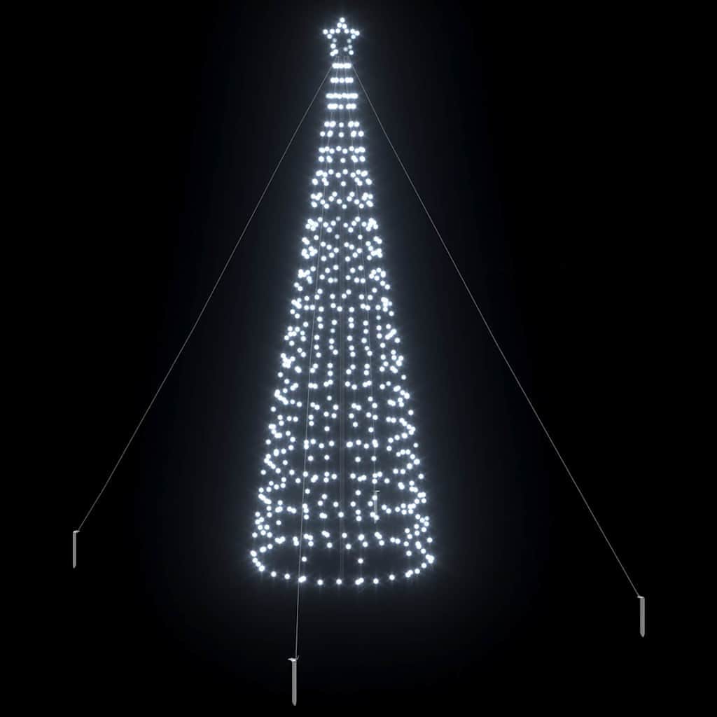 Modern LED Christmas Tree with Ground Spikes Cool White 400cm Iron