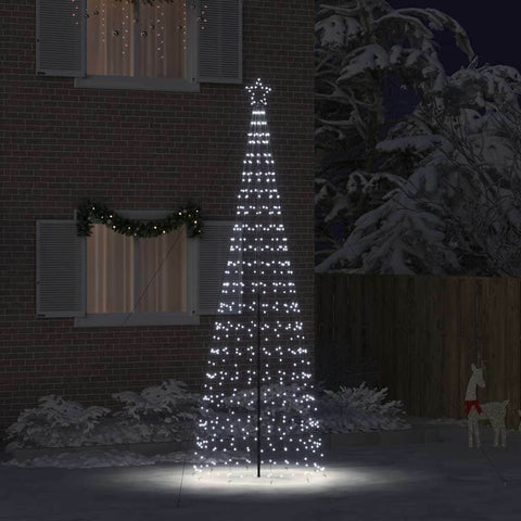 Modern LED Christmas Tree with Ground Spikes Cool White 400cm Iron