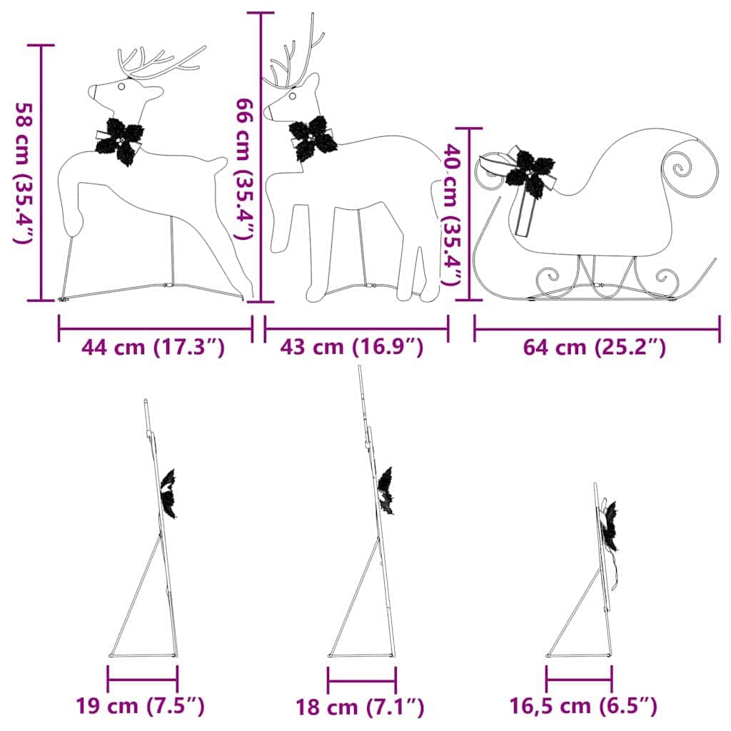 Modern LED Reindeers 3 pcs Warm White Fabric - High Quality Build, 1vty