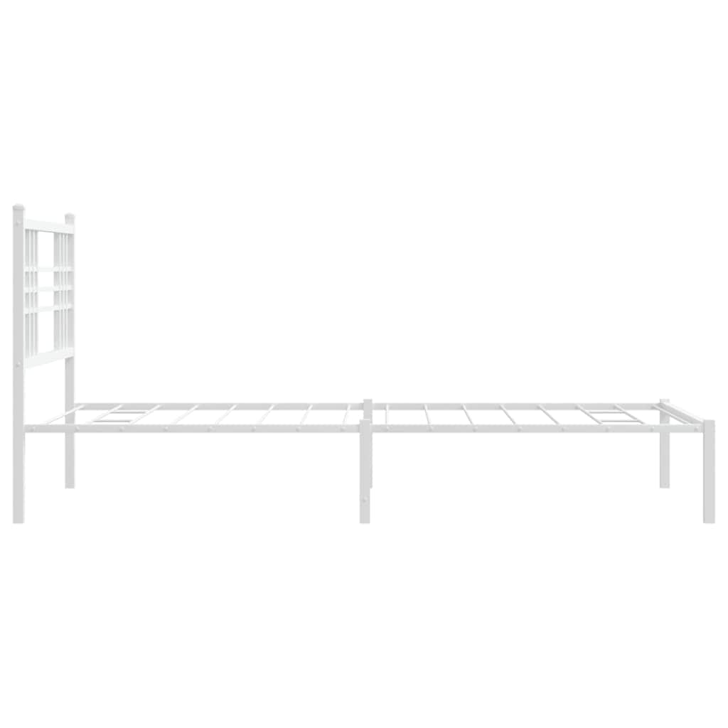 Modern Metal Bed Frame with Headboard White King Single Size