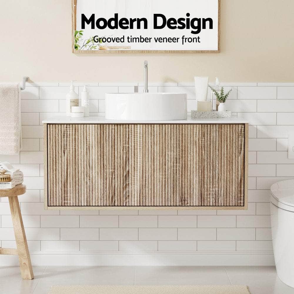 Modern Oak Vanity Unit 915mm with Integrated Basin – Contemporary Bathroom Furniture