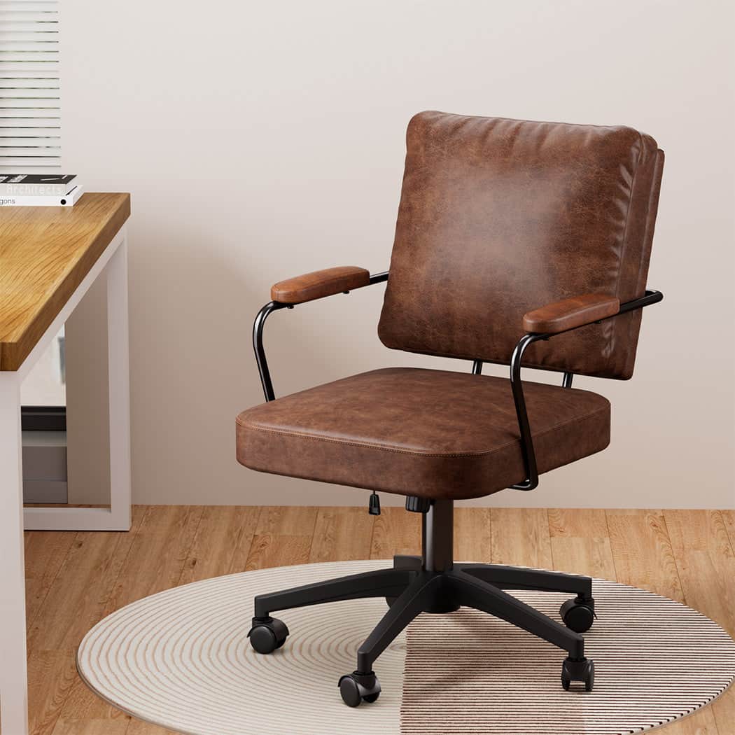 Modern Office Arm Chair Leather Executive Chairs  High Back Support