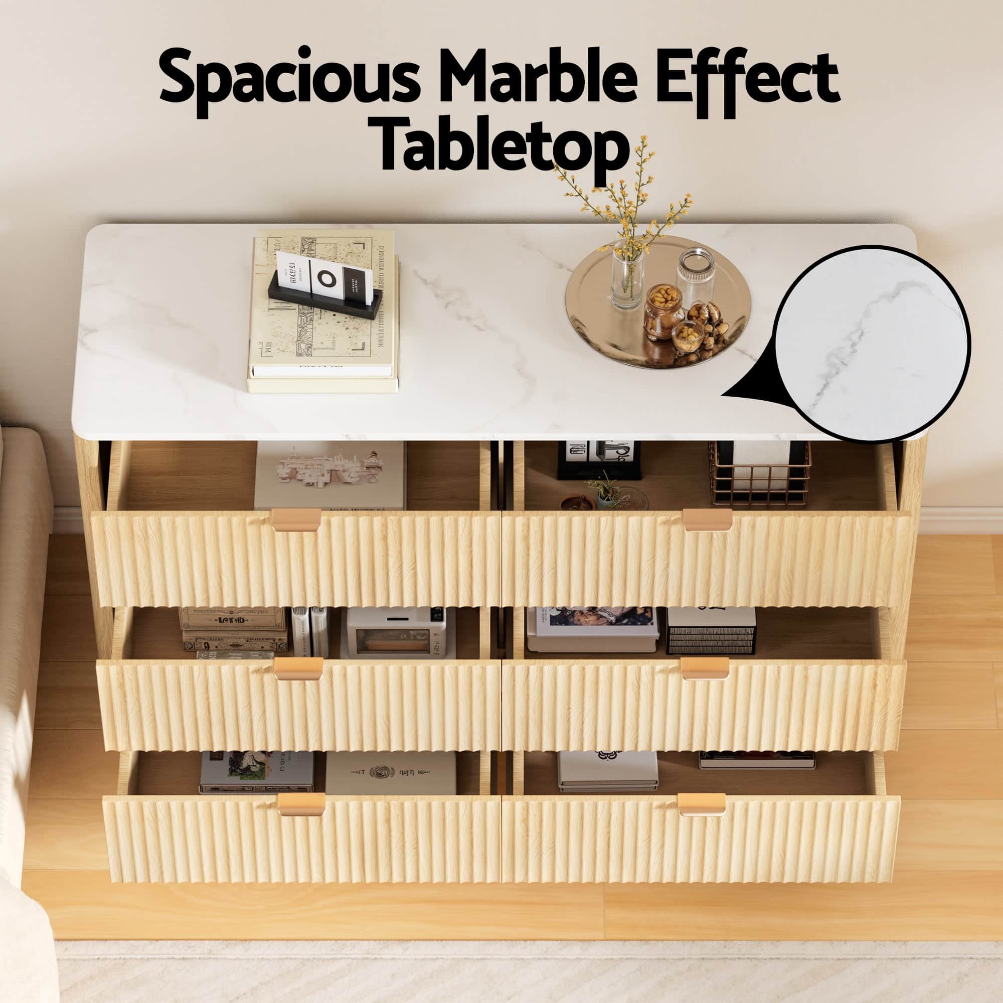 Modern Pine TV Unit and Chest of Drawers Set with Storage Drawers and Shelves