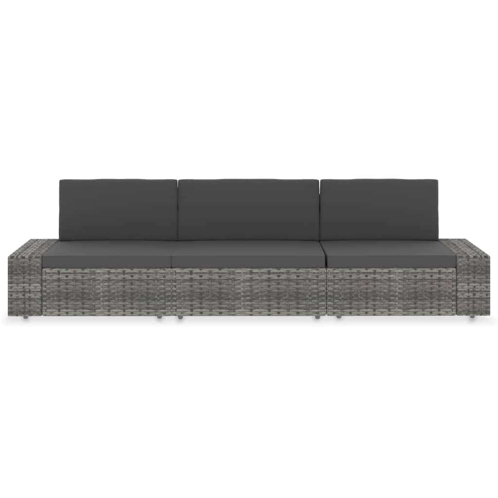 Modern Sectional Sofa 3 Seater Poly Garden Gathering Patio Relax