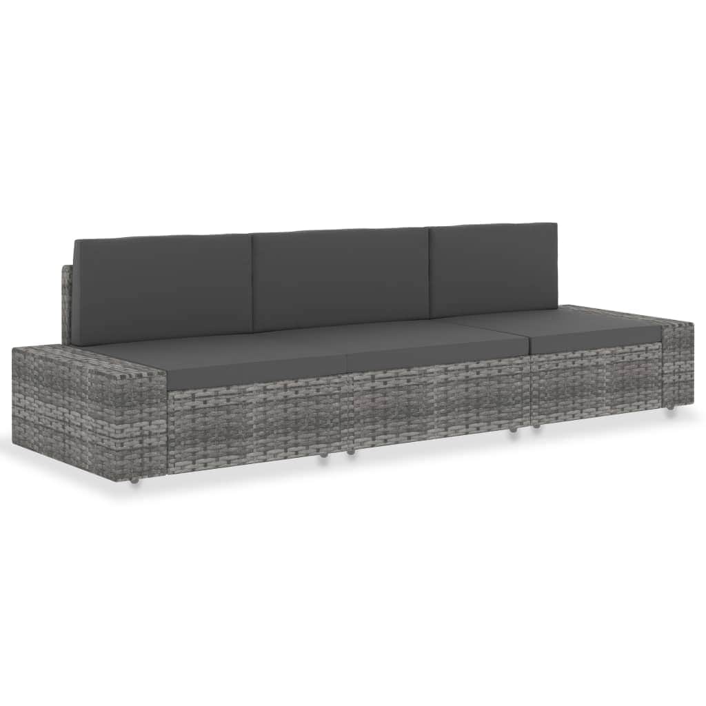 Modern Sectional Sofa 3 Seater Poly Garden Gathering Patio Relax