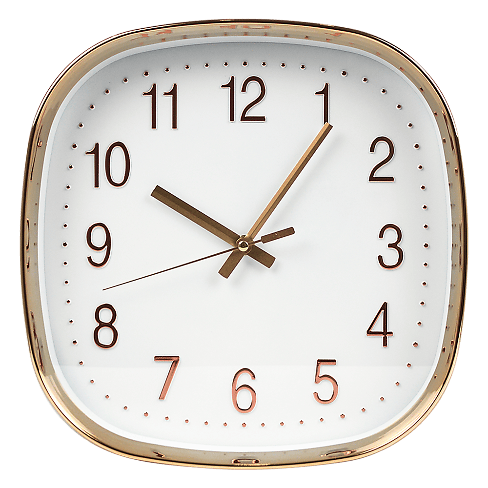 Modern Silent Wall Clock - Non-Ticking Quartz Battery Operated Gold