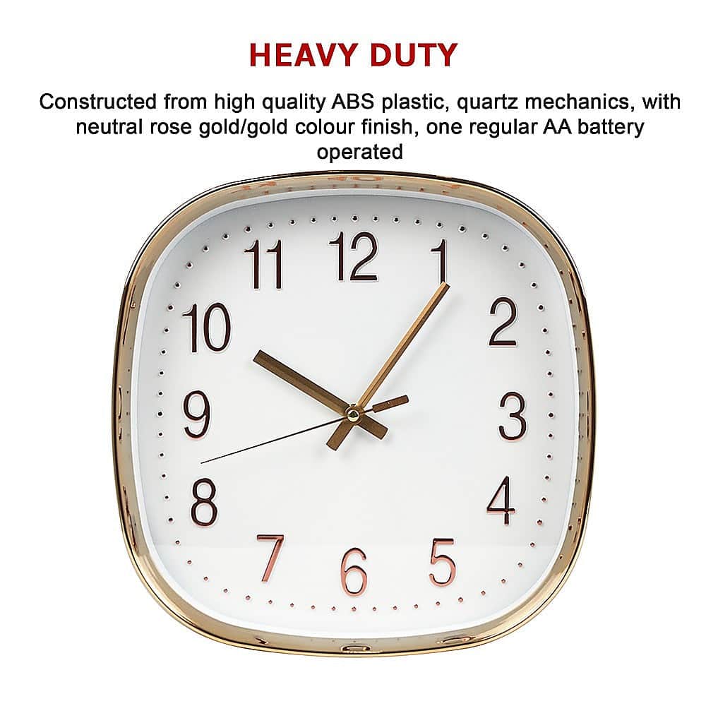 Modern Silent Wall Clock - Non-Ticking Quartz Battery Operated Gold