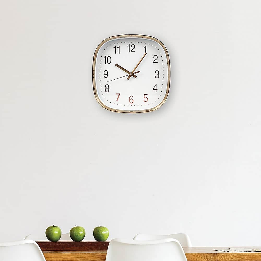 Modern Silent Wall Clock - Non-Ticking Quartz Battery Operated Gold