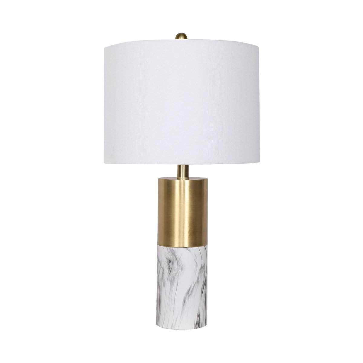 Modern Simplicity: White Metal and Marble Table Lamp