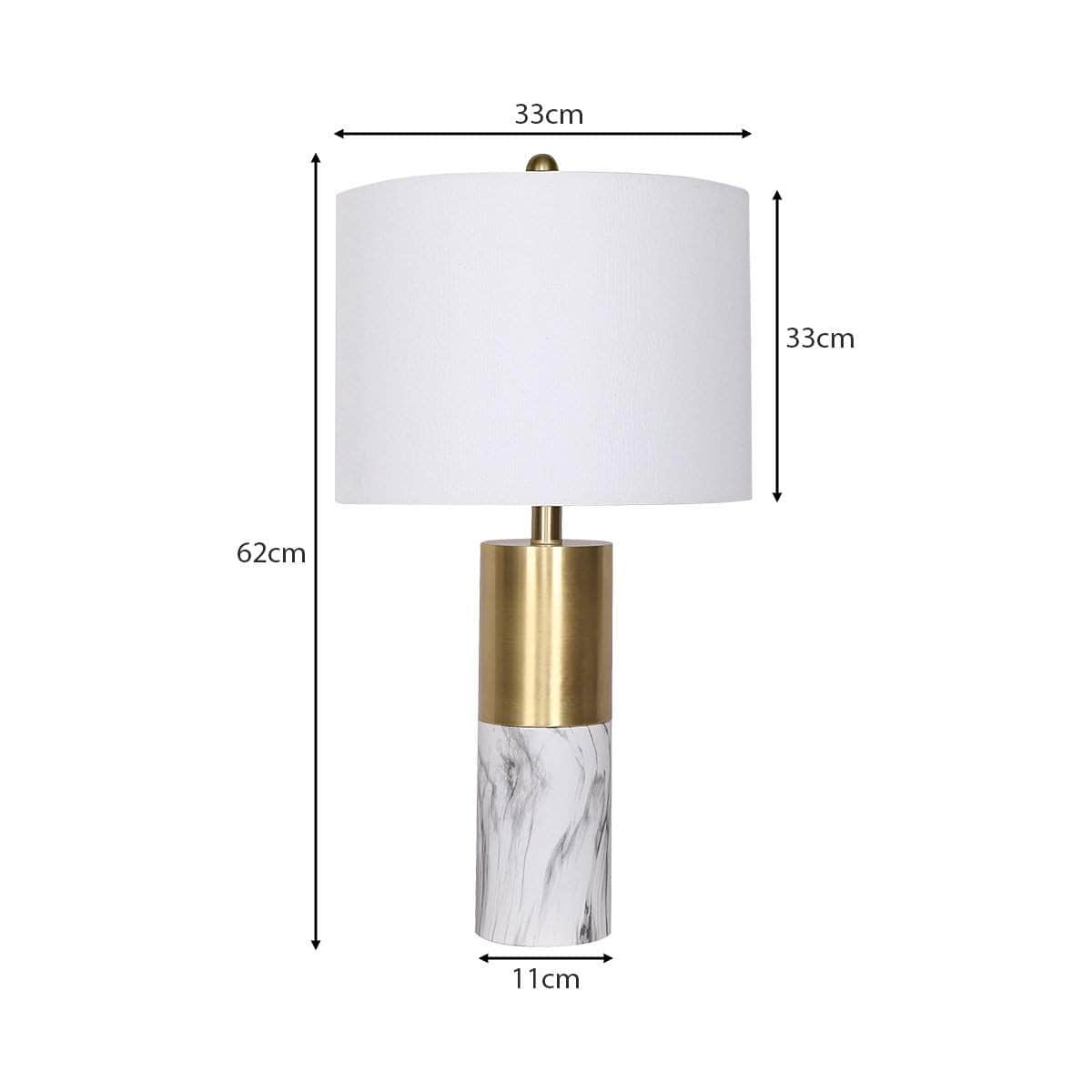 Modern Simplicity: White Metal and Marble Table Lamp