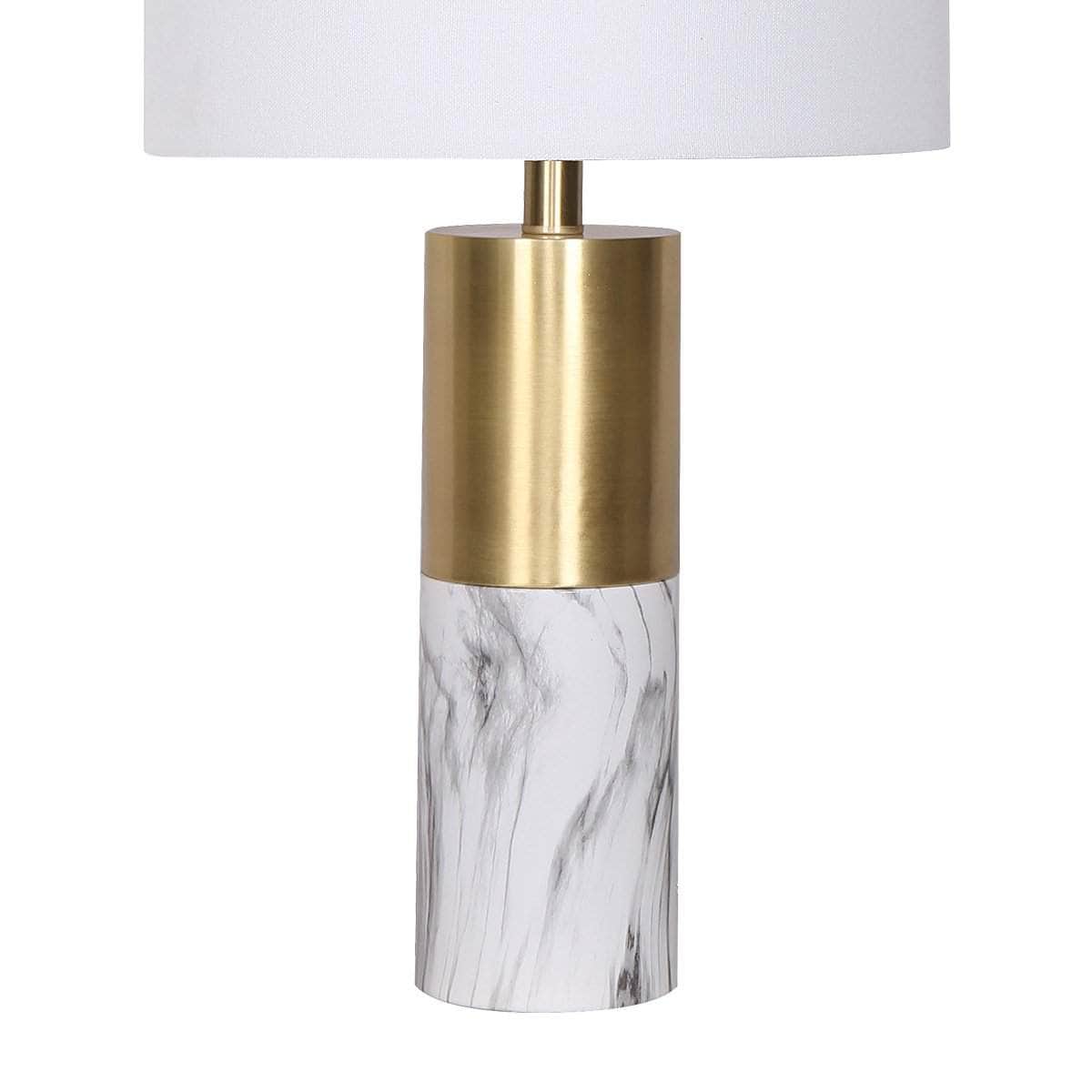 Modern Simplicity: White Metal and Marble Table Lamp