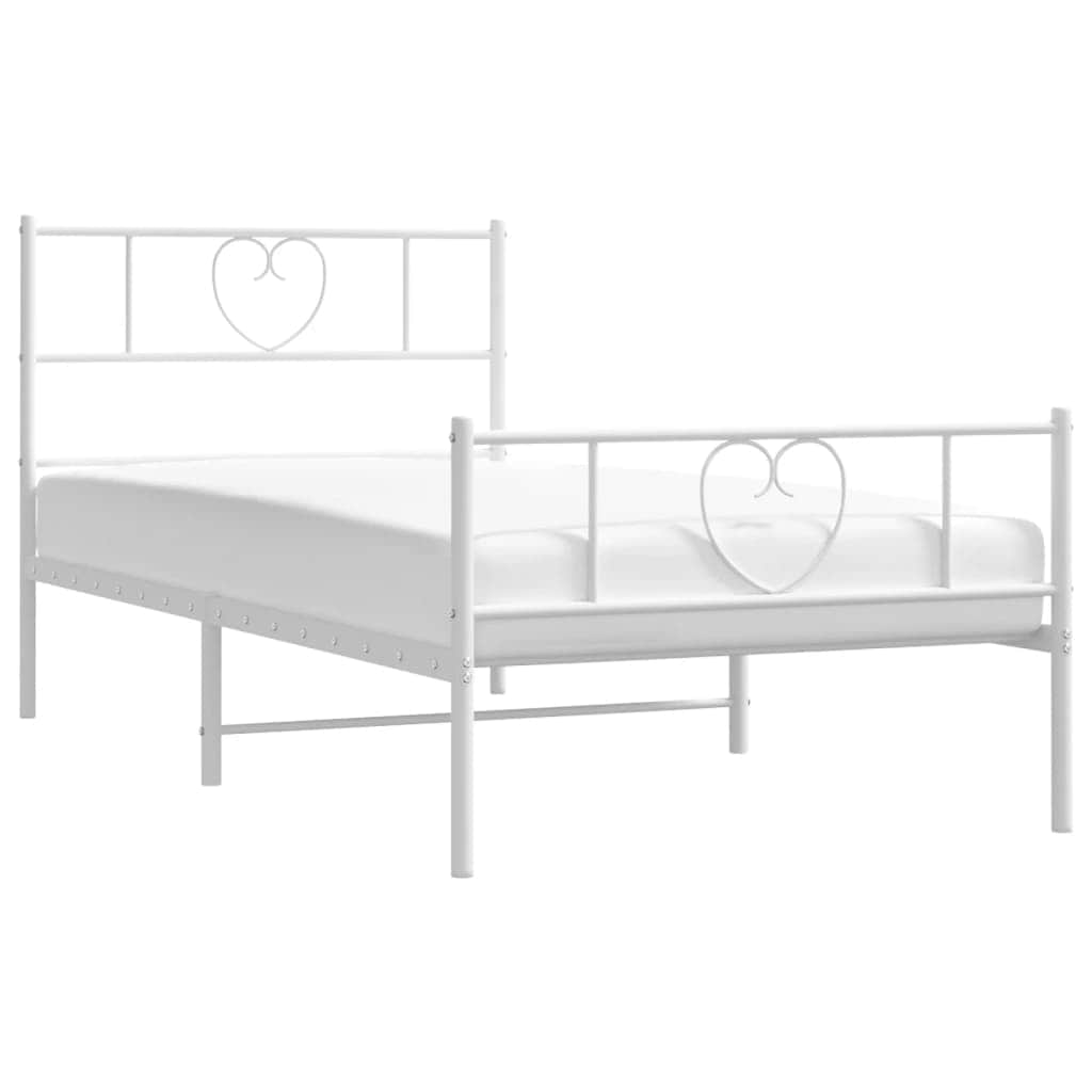 Modern Slumber: Black Metal Bed Frame with Headboard and Footboard