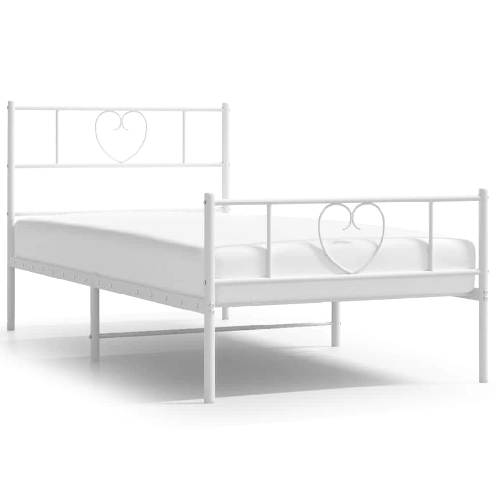 Modern Slumber: Black Metal Bed Frame with Headboard and Footboard