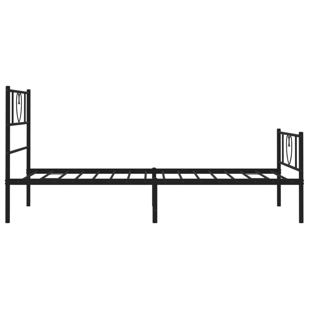 Modern Slumber: Black Metal Bed Frame with Headboard and Footboard