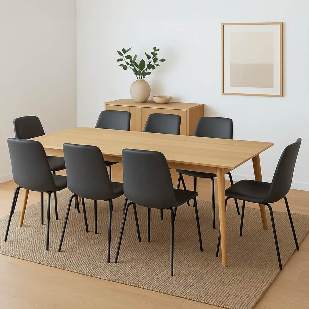 Modern Stackable Dining Chairs Kitchen Grey Set of 8  High Back