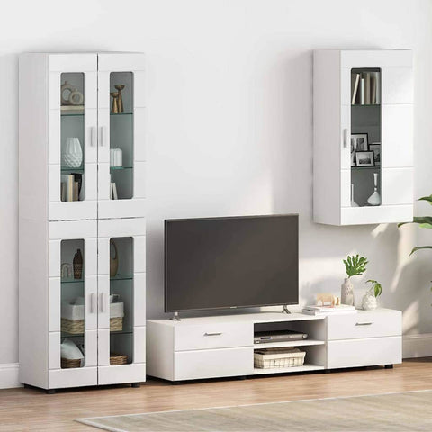 Modern Wall-mounted Cabinet White Engineered wood - Sleek Modern