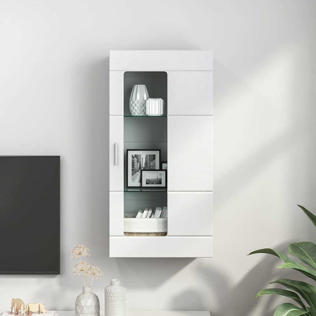 Modern Wall-mounted Cabinet White Engineered wood - Sleek Modern