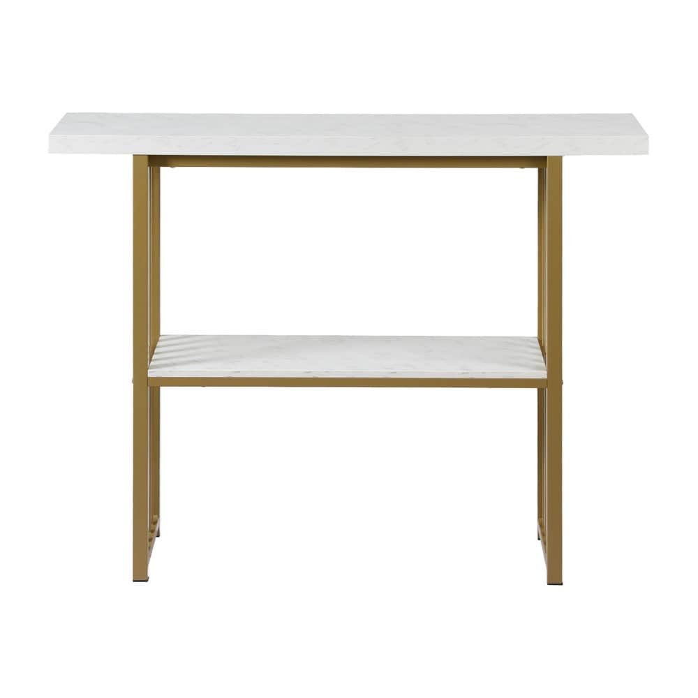 Modern White and Gold Marble Console Table Hallway Entryway Storage