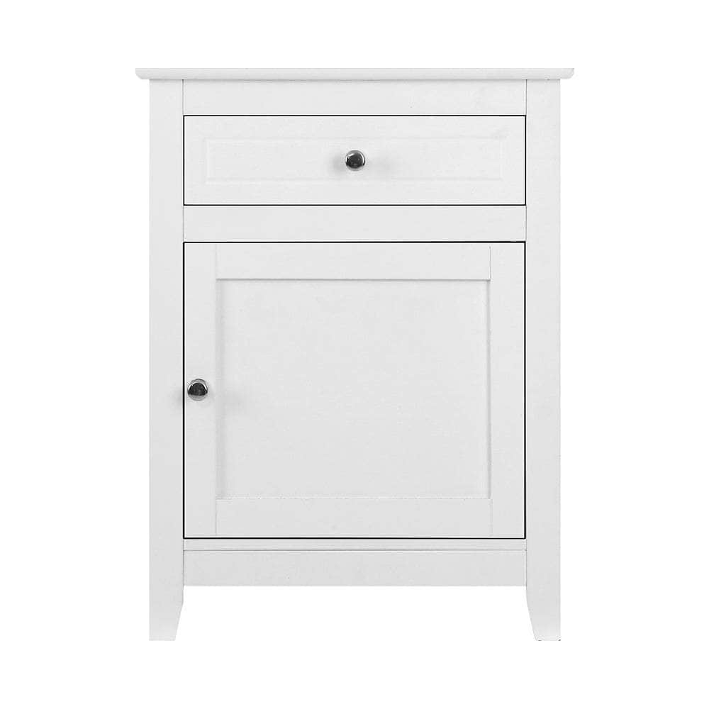 Modern White Bedside Table with Drawers