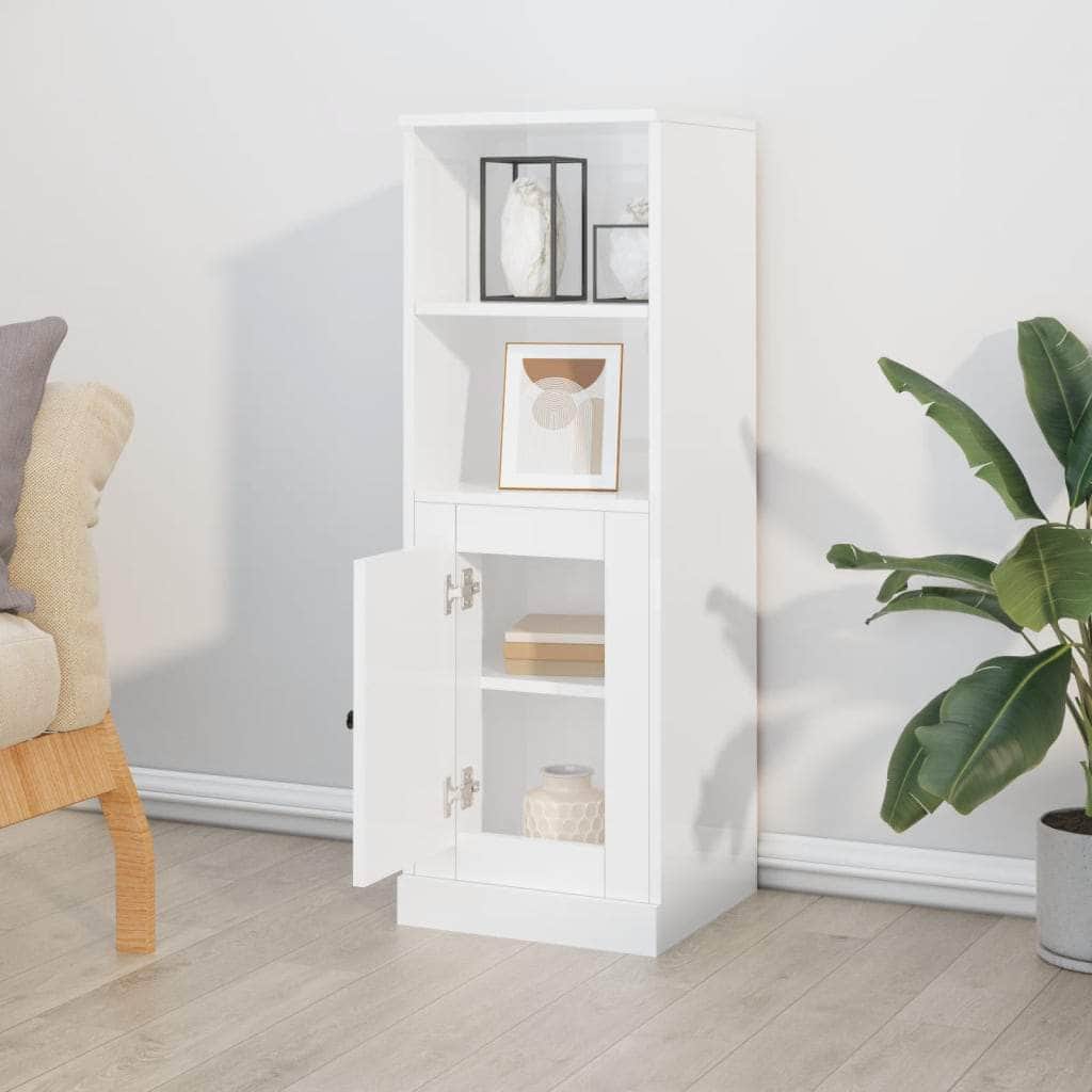 Modern White Highboard in Engineered Wood