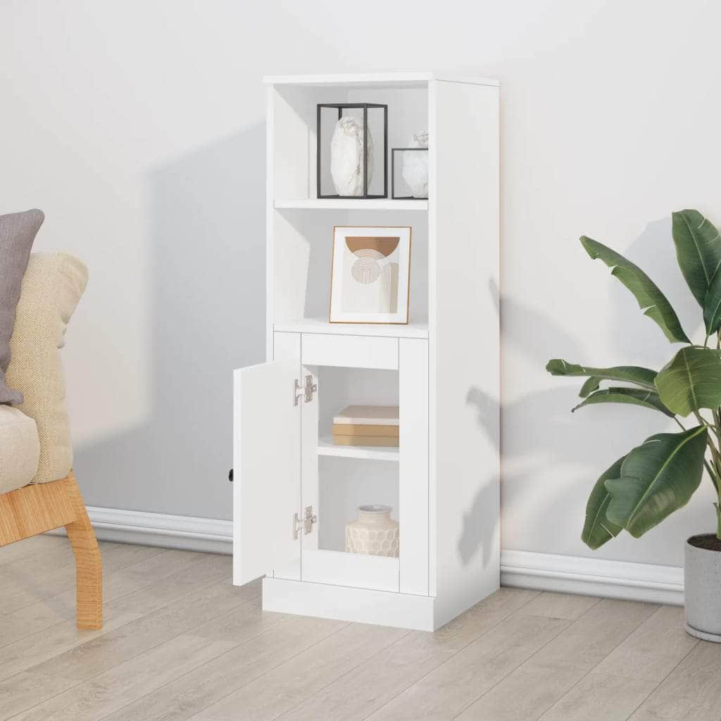 Modern White Highboard in Engineered Wood