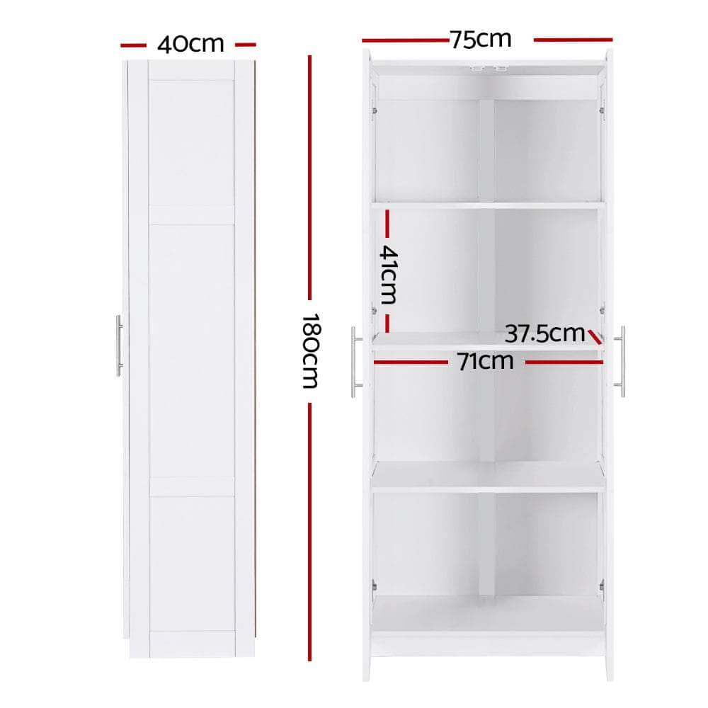 Clothes Wardrobe - Modern White Sideboard Cabinet with 2 Doors