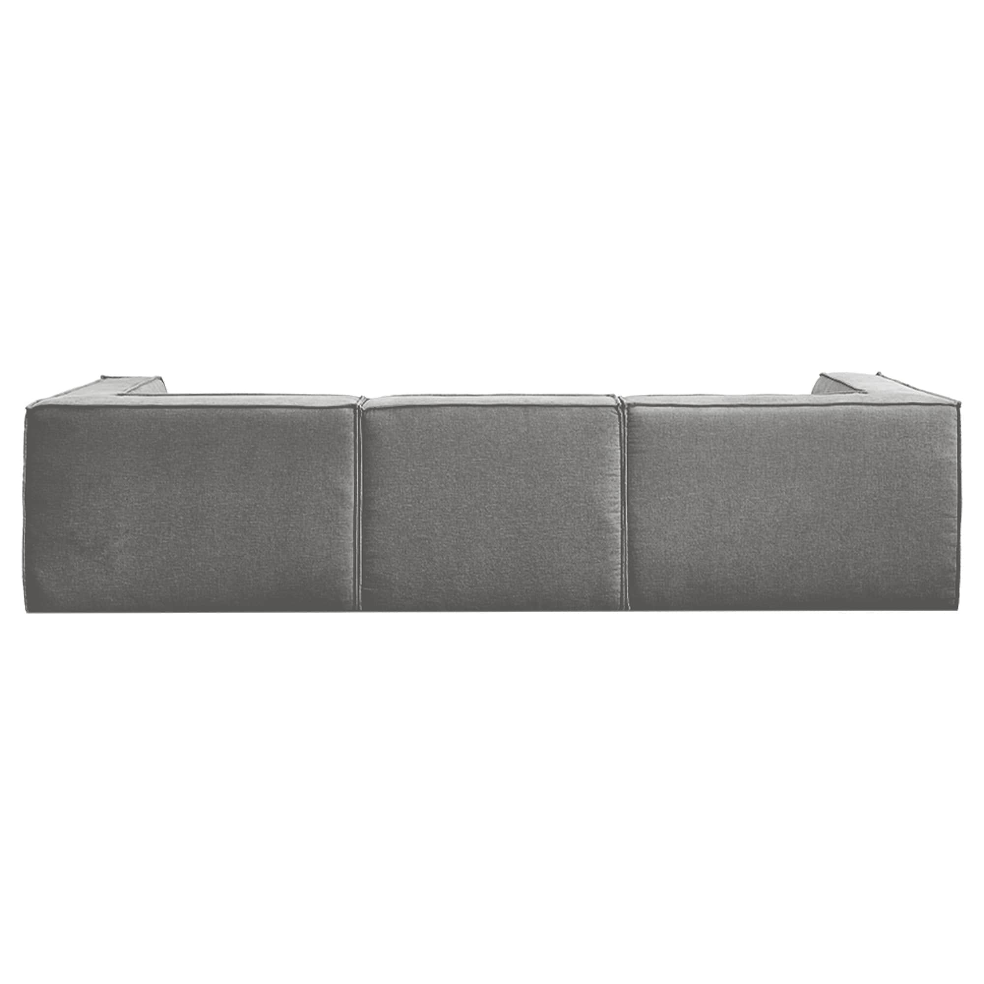 Modular 3-Seater Sofa Couch with Ottoman Grey Non-Slip Bottom