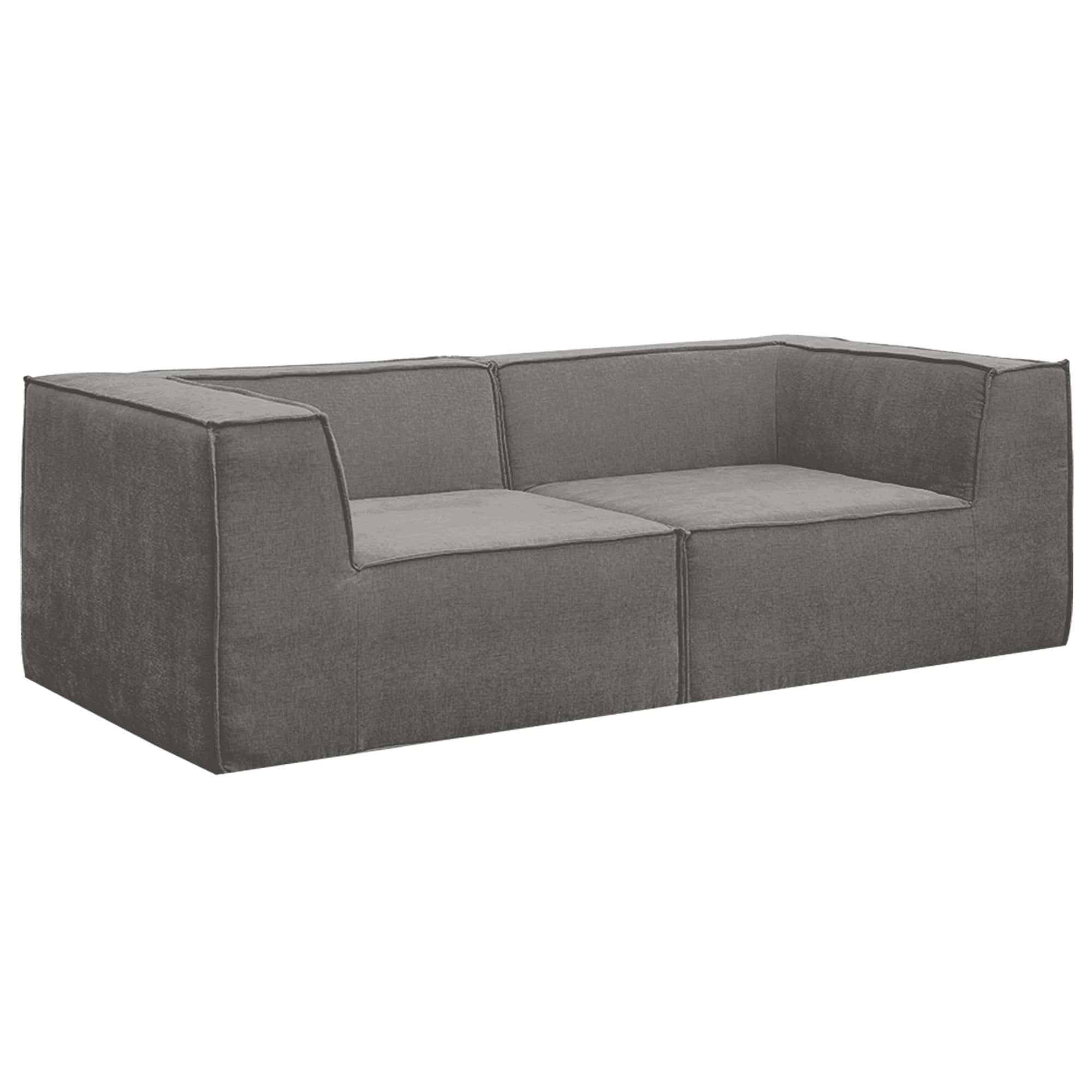 Modular 3-Seater Sofa Couch with Ottoman Grey Non-Slip Bottom