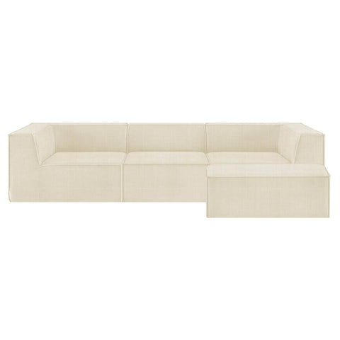 Modular 3-Seater Sofa Novi Cream with Ottoman Non-Slip Lounge Couch