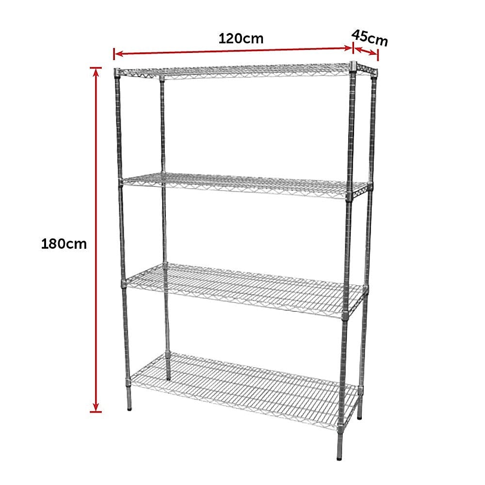 Modular Chrome Wire Storage Shelf 1200 x 450 x 1800 Steel Shelving