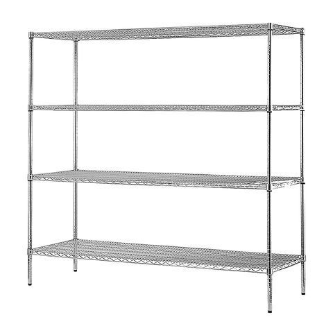 Modular Chrome Wire Storage Shelf 1500 x 350 x 1800 Steel Shelving