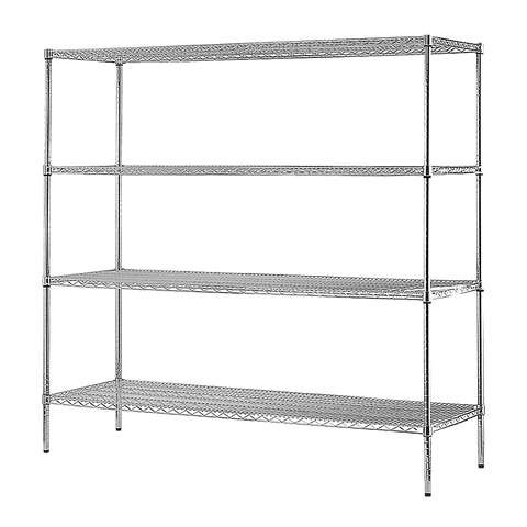 Modular Chrome Wire Storage Shelf 1500 x 450 x 1800 Steel Shelving