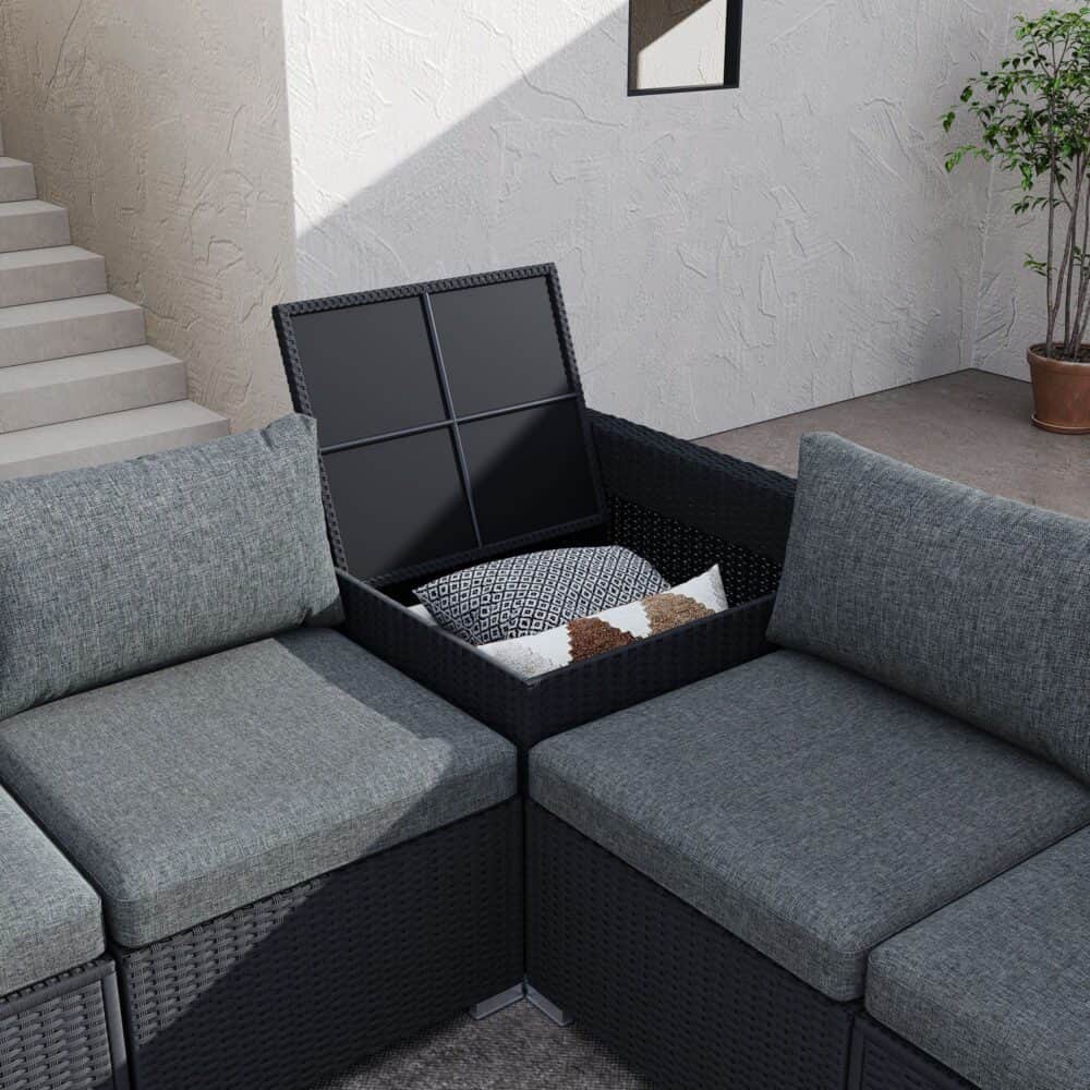 Modular Outdoor Lounge Set: Sleek and Spacious in Black
