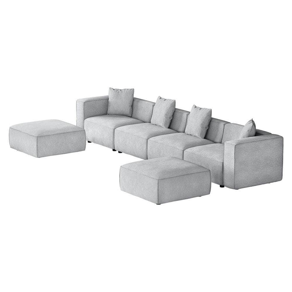 Modular Sofa Chaise Set 4/5/6-Seater Grey