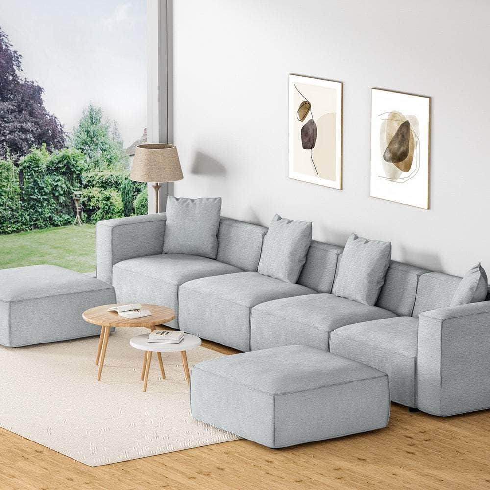 Modular Sofa Chaise Set 4/5/6-Seater Grey